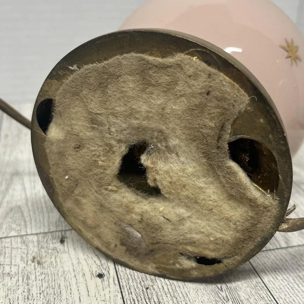 Vintage Pink Atomic Starburst Boudoir Lamps Pair Mid Century Modern 1950s Retro